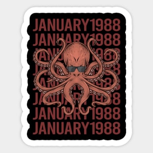 Funny Octopus - January 1988 Sticker